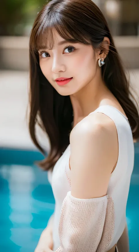 ((highest quality, 8K, masterpiece :1.3)), (realistic, Photoreal:1.4), sharp focus：1.2, 
Bright colors, professional level, shallow depth of field, 
20-year-old, (Half Japanese and half German woman), 1 person, A beautiful face with intelligence, 
Supple b...