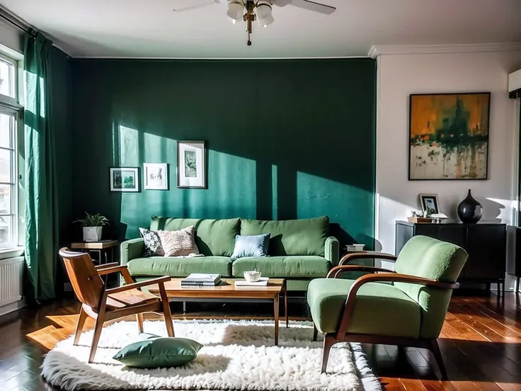 realistic , green living room