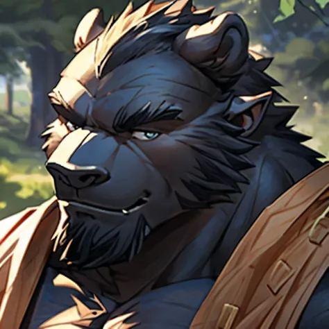 Alone, ORCBEAR, Male, muscle, intestinal muscle, big belly, calnçan, large, Male mature, old. (((head-shot)))