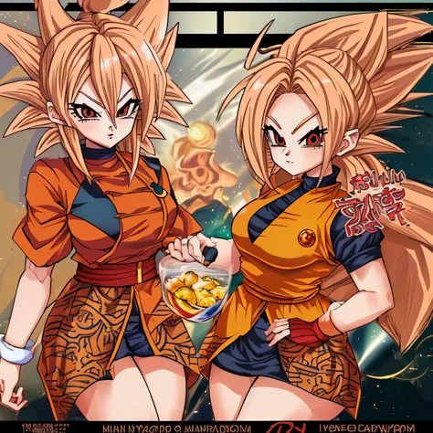 Give me a female dragon ball Majin and Saiyan hybeid