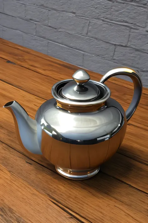 A shiny classical teapot of silver