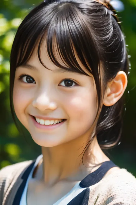 beautiful６old japanese girl, (freckles:0.6), soft light, ponytail, clear face