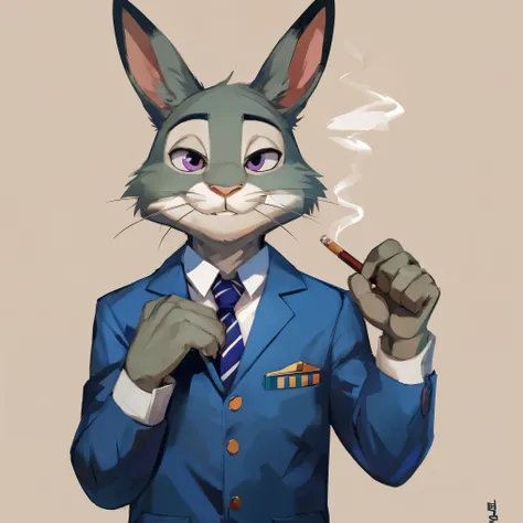 there is a drawing of a rabbit smoking a cigarette, anthropomorphic rabbit, from cryptid academia, portrait of a bugs bunny, white rabbit, legoshi from beastars, bunnypunk, rabbt_character, inspired by Kanbun Master, the white rabbit, furry character portr...