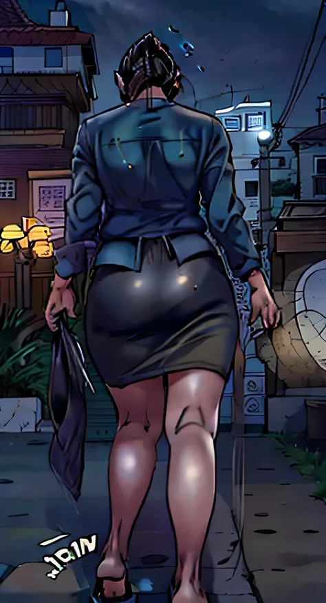 chica anime con falda ajustada caminando por la calle con un bolso., (sfw) seguro para el trabajo, manha, anya from the spy fami...