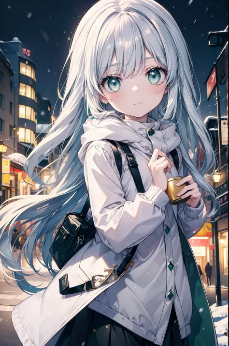 index, index, (green eyes:1.5), silver hair, long hair, (flat chest:1.2),cat ear,cat tail,blush,smile,open your mouth,gray handb...