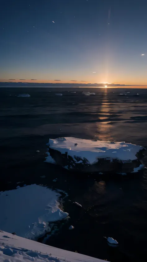 Midnight sun in Antarctica, 8k, high resolution