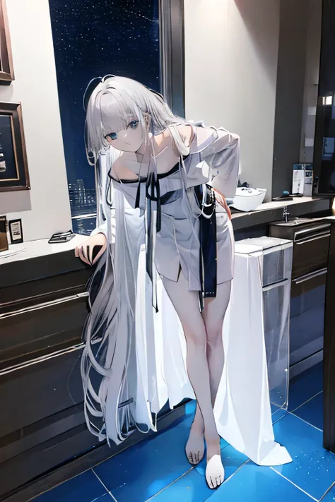 Lilac gradient hair,Asymmetrical hair,（（Hair is very thick 1.8，chiseled head 1.6））， Hair over the shoulder, messy  hair, Very long hair, shinny hair，(Long gray hair:1.2),A beautyful girl，（Luxury Platinum Mini Ultra Short Platinum Lolita，Made of transparent...