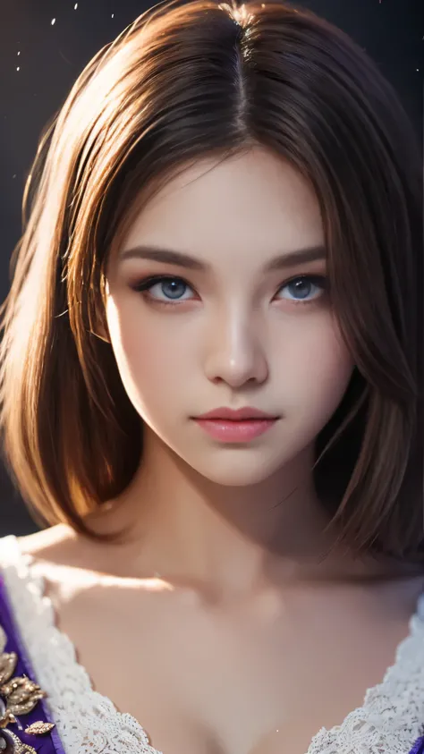 Zerg Queen Beautiful Girl: Ranlinger 18 years old, messy hair, oil, beautiful perfect face, perfect face with soft skin, Added light purple and purple, Added light red, intricate details, splash screen, 8K resolution, masterpiece, cute face, mysterious mag...