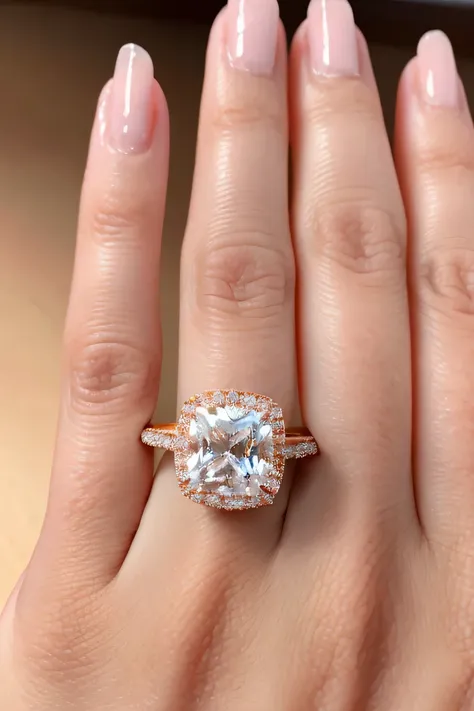 Super detailed, high resolution, Very detailed,Beautiful and delicate hands,Wear a beautiful gemstone engagement ring