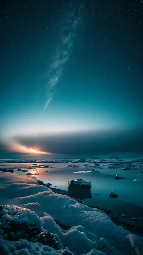 Animal life under the arctic sea, light sky, no person, 8k, high quality 