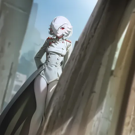 masterpiece, best quality, pov, 1 girl, solo, gardevoir, white hair, silver hair, red eyes, white skin, porcelain skin,