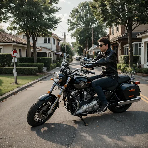 busy town on drive way on motorcycle