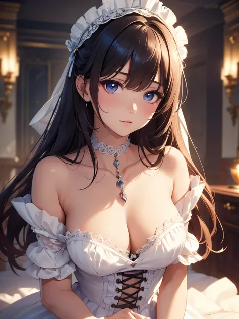 (high quality,masterpiece,4k,8k,16k),cute girl,bust,medium chest,lolita dress,smooth skin,silky hair,vibrant colors,dreamy lighting,shiny girden,subtle details,intense gaze,revealing expression,porcelain-like complexion,graceful pose,gentle atmosphere,pure...