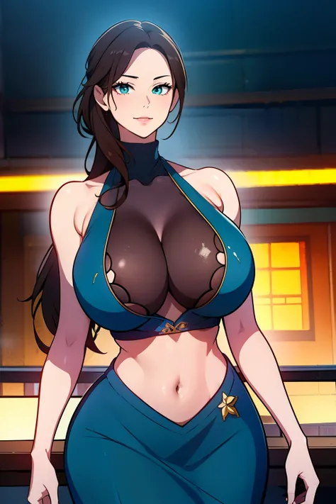 An anime-style artwork depicting ruan mei from the game Honkai star rail.

Tags: ruan mei, anime, detailed eyes, detailed lips, crop top, turtleneck, pencil skirt, smiling expression, intense gaze, glowing emblem on hand, dynamic pose, mystical background,...