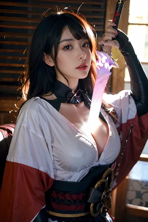 胸口拔刀概念 原神雷电将军  Raiden_shogun is pulling a blade from her chest