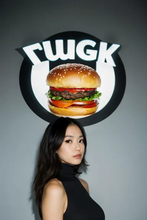 I want a very beautiful and tribal burger logo in black. 