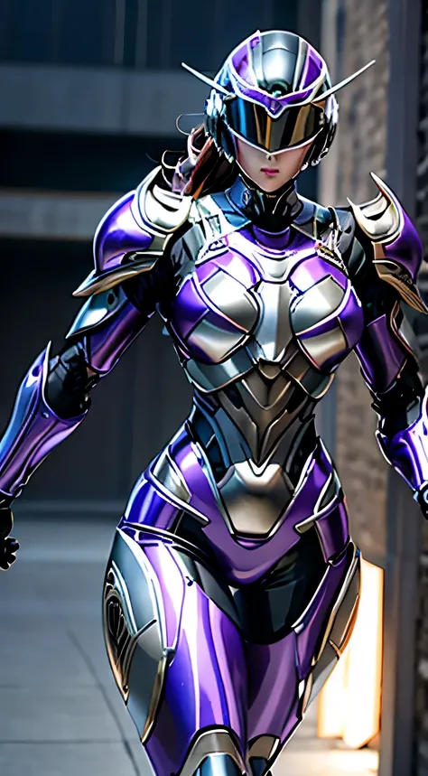 female robocop solo、bright outdoors、strong light source、8K, high quality, masterpiece, 最high quality、very detailed、Armor that completely covers the whole body、very large armor、Helmet covering the head、clear pictures、Eyes hidden by thin straight goggles:1.3...