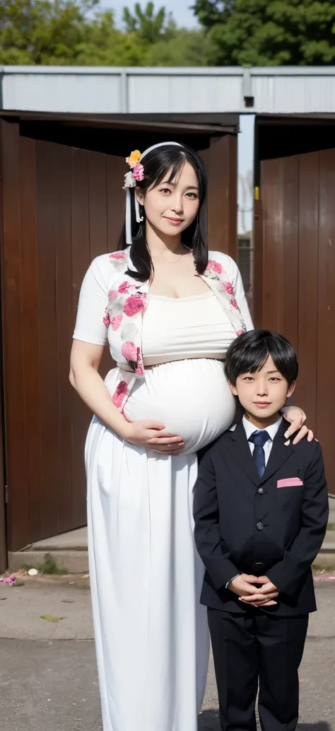 mother and 1 man、2 parents and children(mother and high school student son)photo of、the most pure and beautiful mother in japan(...