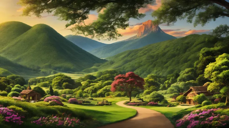 ghibli studio、scenery of ghibli、ghibli style images、ghibli style illustration、rural scenery、ghibli-style landscape