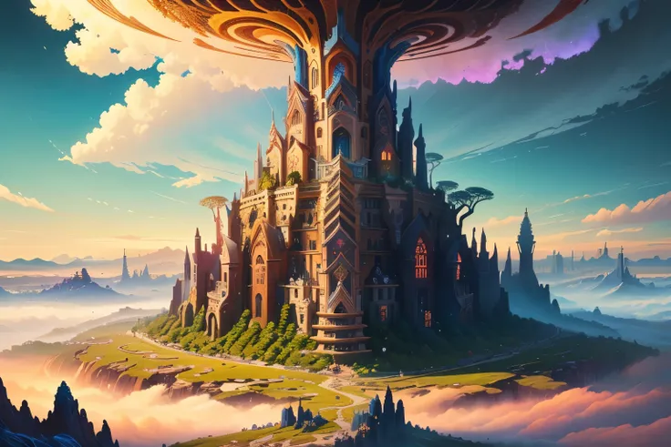 ((Best quality)), ((masterpiece)), (detailed), perfect face, Fractal, ornate city ruins, ornate borders + conceptual art, Intricate painting in the style of conceptual art, detailed game art illustration, complex fantasy picture, Highly detailed official d...