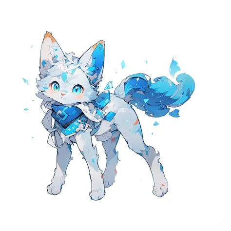 ultra de blue cloud tail ed fur, (whole body:1.1), perfect lighting, light particles, (masterpiece), (ultra de oba ed), sharp focus, light particles, （long hair）, silver hair,alone,, hairy, animal ear hair,Close-up of a cartoon cat, Ferson!!!!, wolf Ferson...