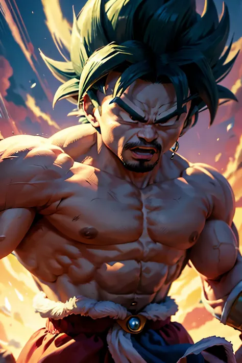 pacquiao, broly,angry,super saiyan ,colored, detailing, 8k resolution,