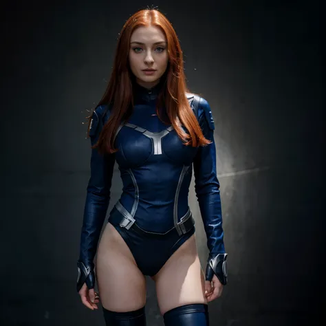 Character x men, Jean Grey, x- Man, mutant, actress Sophie Turner, uniform  x men original,