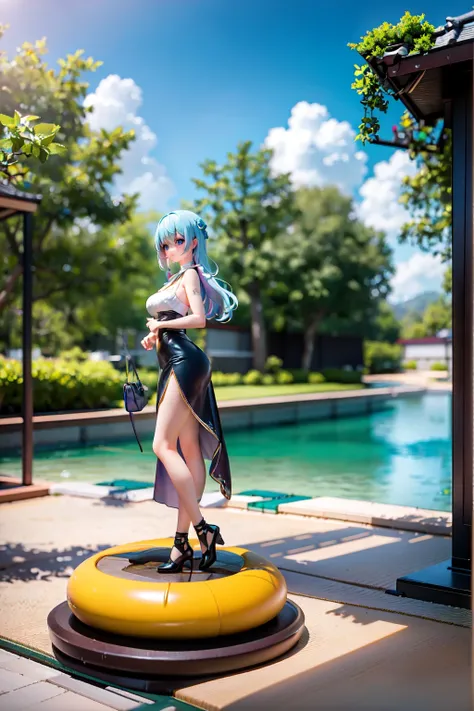 landscape, summer, sun, Tokyo, architecture, unmanned, nobody, Hot weather, blue sky, HD details, Ultra-detailed, Movie, Surrealism, soft light, deep focus bokeh, Ray tracing, Gwise on Pixiv art site, Xin Haicheng, artistic sprout