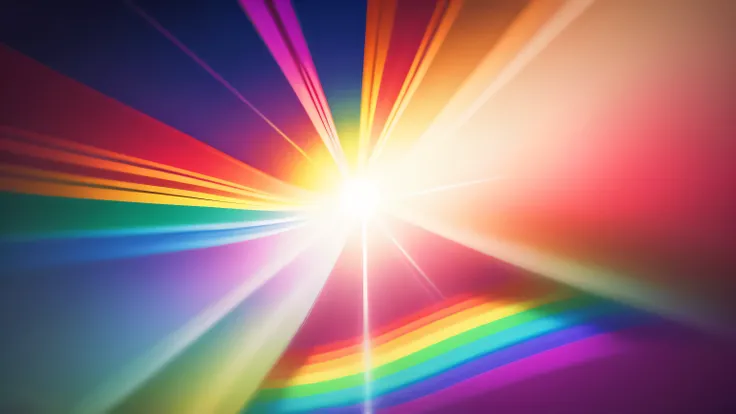 colorful rainbow background with beautiful lights, sun, rainbow