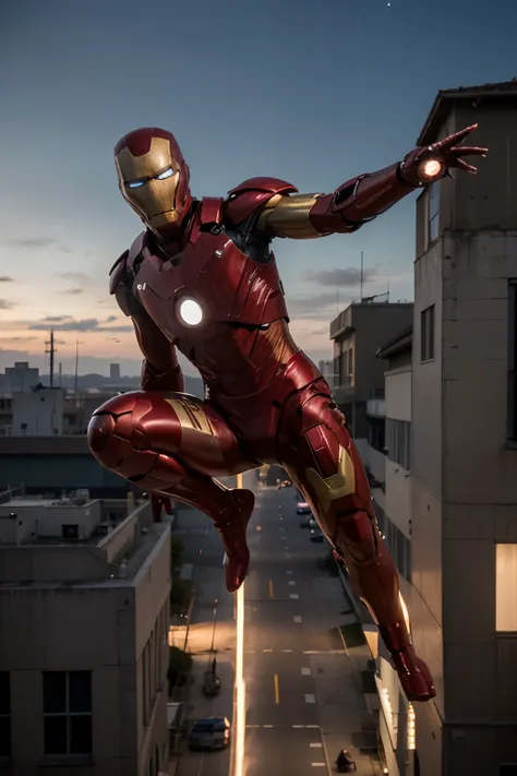 Claro, here is a description of an imaginary scene where Iron Man and Naruto are fighting:

O sol estava se pondo no horizonte, Casting an orange glow over the cityscape. In a bustling metropolis, as ruas estavam vazias, everyone taking refuge in their hom...