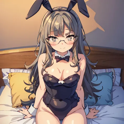 ((muste piece)), ((best quality)), (Super detailed), anime style etc.,peeing on the bed, pretty girl, 1 girl, solo, ((beautiful eyes)), shy smile, small breast, bunny girl00