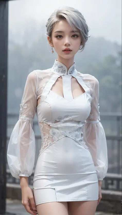 ultra detailed, beautiful best quality, _ BREAK Beautiful and cute perfect model, Tightened all body, medium Breasts, _ BREAK  _ Perfect background, Fog, mist, _ BREAK (all body shot, standing and Abstract pose:1.8), BREAK (Cyber punk chinese dress, balloo...