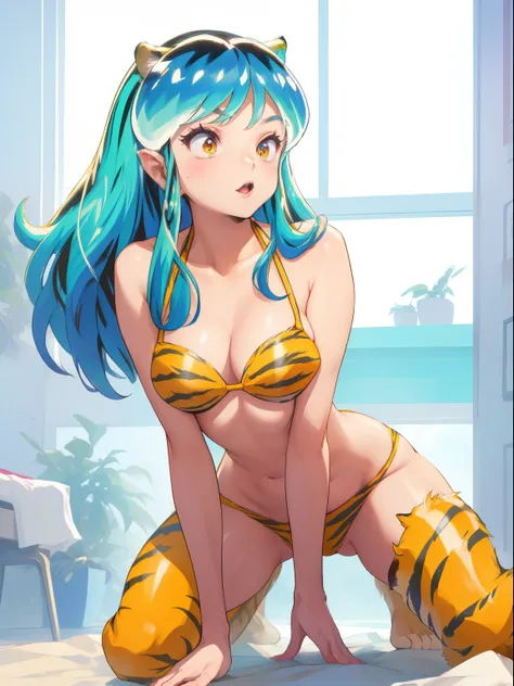 lum, bikini, tiger, sexy, (doggy style: 1.2), masterpiece, (penetration: 1.2),nsfw