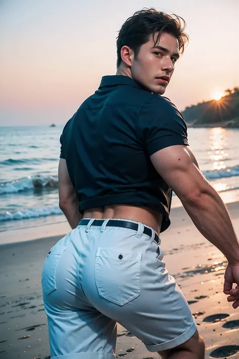 Realistic Photography, Handsome Men , (big ass) ,beach