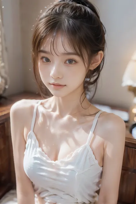 (highest quality, masterpiece), (beautiful６old japanese girl), (freckles:0.6), soft light, ponytail