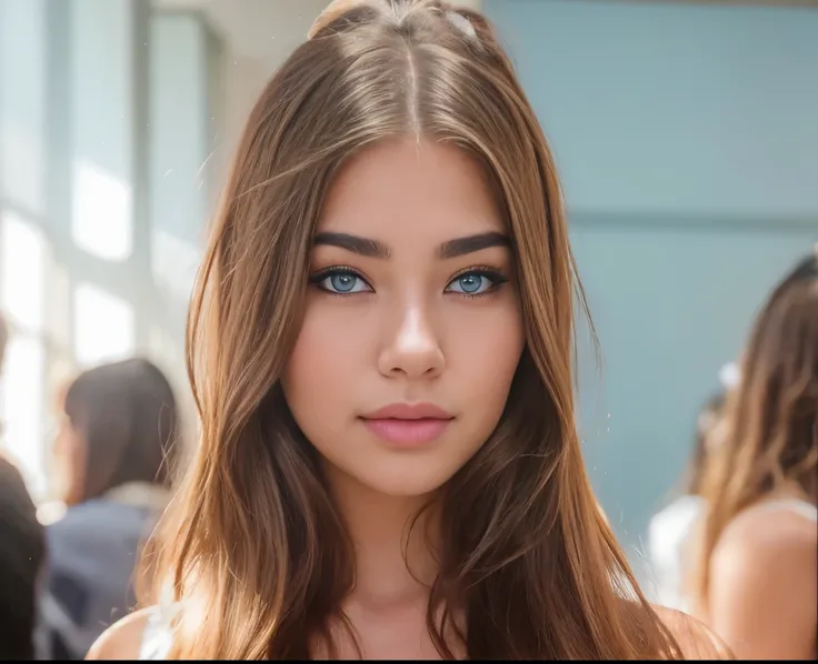 Beautiful young woman with long hair and a black top posing for a picture, pastel blue eyes, gorgeous light blue eyes,portrait sophie mudd, madison beer, madison beer girl portrait, eva elfie, gorgeous young model, 18 years old, :: madison beer, 17 year ol...