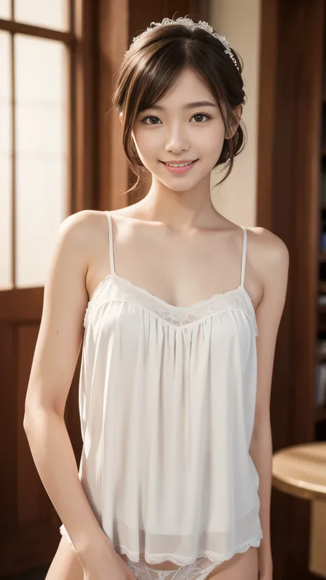 最high quality, table top, High resolution,18 year old in a wedding dress, 1 girl,very beautiful face,（Ultra-high definition image of an extremely beautiful face）（,silk white chemise,）hair ornaments,, gem diamond,realistic, New York night view、blur the back...