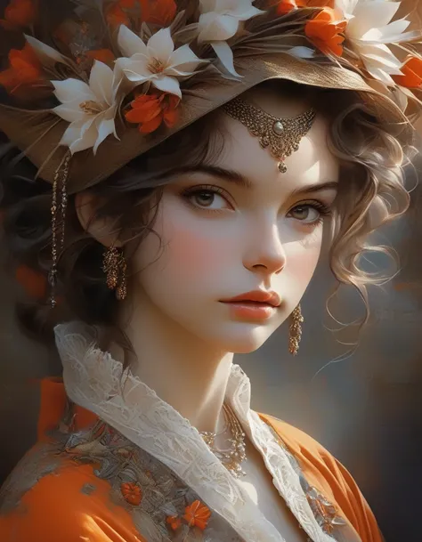 in style of conté artwork, portrait, beautiful detailed