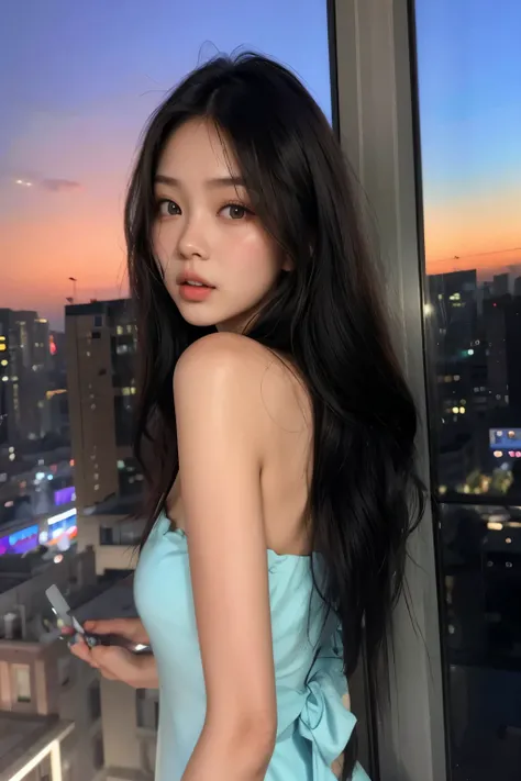 mulher araffe em um vestido azul olhando para o celular, jennie blackpink, beautiful menina Asian, linda mulher sul-coreana, linda jovem coreana, uma jovem Asian, linda jovem coreana,  coreana, mulheres Asians, uma mulher Asian, beautiful chinese model,  A...