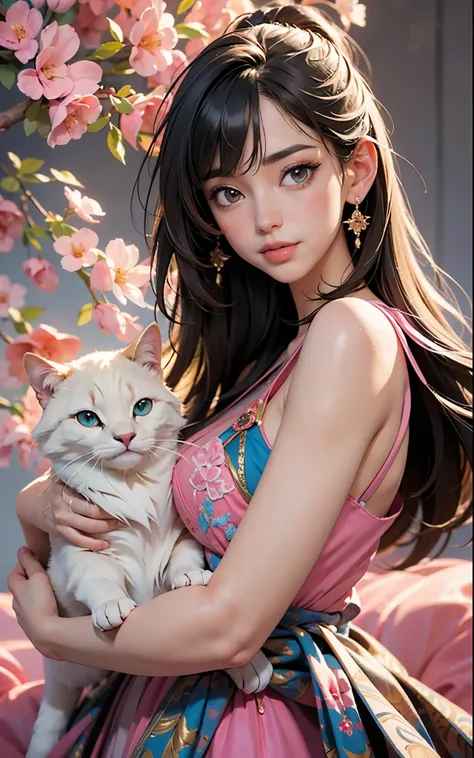 pink dress, smile, highres,sharp focus,(ultra detailed,extremely detailed),(photorealistic artwork:1.37),(extremely detailed CG unity 8k wallpaper),(((vibrant colors,vibrant theme))),(intricate),(masterpiece),(best quality),artistic photography,(photograph...