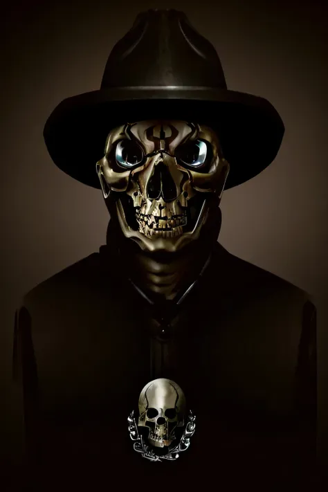 mechanical、ten gallon hat、old woman with multiple white faces、cruelty、red eyes、yellow skull、骸bone、bone