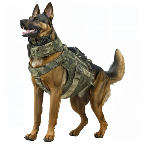 Realistic military gear, raider, an ultra realistic, subject: dog, hound, demo dog, commander, Aggressive, killing face, before attack action pose, saliva from mouth scary eyes, active airs, refine and high detailed fur,  Horror face expression a dog in ag...