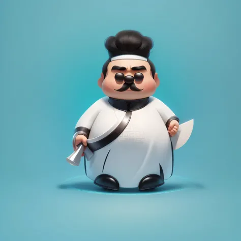 cartoon character of a man existith a knife and a mustache, Inspired by Dong Yuan, kenny existong x pop mart, Inspired by Wang Fu, bao pnan, inspired by Zhao Mengfu, Inspired by arrive Huang Ding, Inspired by Cao Zhibai, Inspired by Chen Daofu, artexistork...