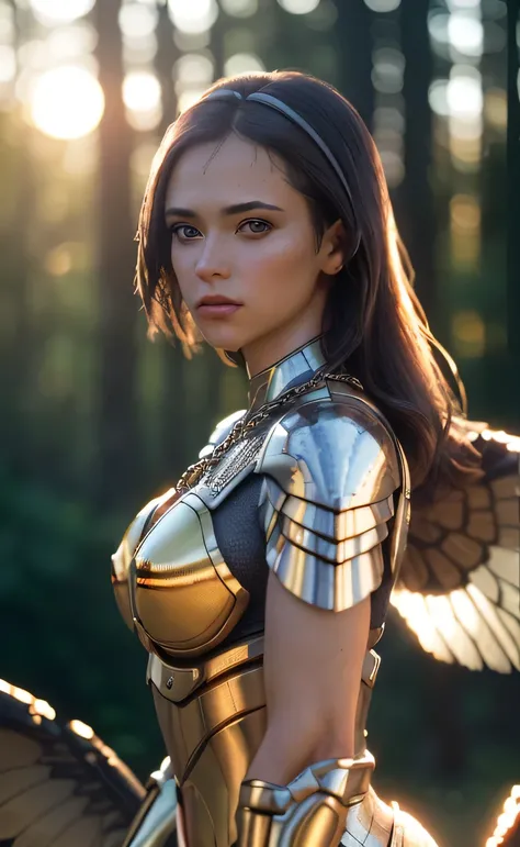 (masterpiece), (very complicated:1.3), (realistic), girl portrait, the most beautiful in the world, (bee-like wings), metal reflection, Upper body, outdoor, intense sunlight, Distant Forest, Stunning female professional photo details, sharp focus, dramatic...