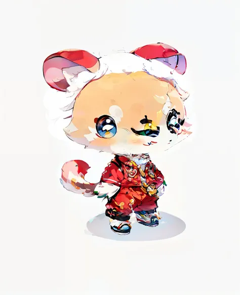 Little white dog cartoon character wearing red clothes, Inspired by Poofa, Inspired by Miao Fu, animal crossing characters, maplestory character art, maplestory mouse, cute characters, in the style of sifu 🔥 😎 🕹️ 👀 :2, 🐿🍸🍋, long, whole body shangxia, this ...