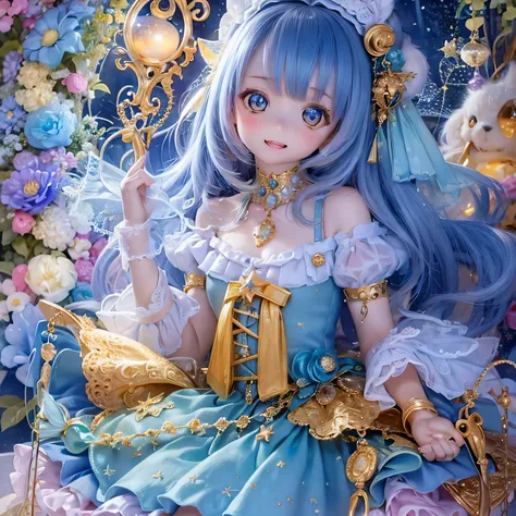 medium:anime girls,magic,cute,adorable,playful,lively,bright colors,soft shading,warm lighting,sparkling eyes,pastel palette,vibrant atmosphere,happy expression,catchy pose,floating in the air,smiling faces,sweet smiles,fluffy hair,flowing ribbons,flowery ...