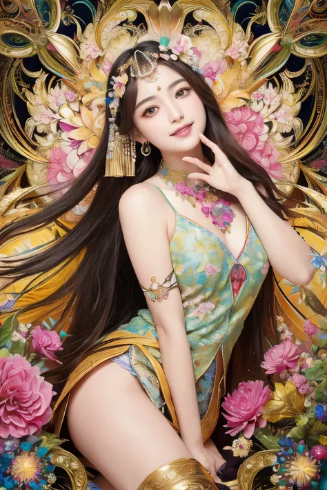 (masterpiece、highest quality、highest quality、official art、beautiful beautiful:1.2)、(1 girl)、very detailed、(fractal art:1.3)、Colorful、most detailed,(Pose with movement:1.4)、Details Beautiful and delicate face、Beautiful details and delicate eyes、very fine re...