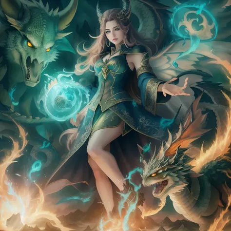 Arafed images of dragons and women with dragons, epic fantasy art style hd, fantasy art style, epic fantasy art style, Epic fantasy digital art style, high quality fantasy art, anime fantasy illustration, detailed fantasy art, epic fantasy style art, Compl...