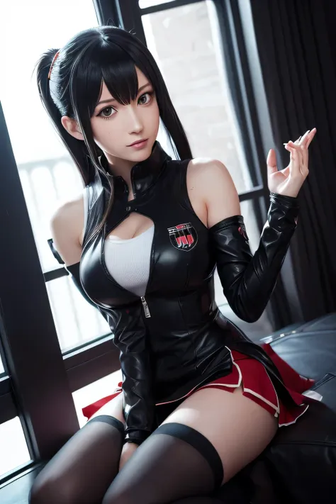 tifa lockhart wearing a shujin academy uniform from persona 5, in the art style of persona 5, shigenori soejima