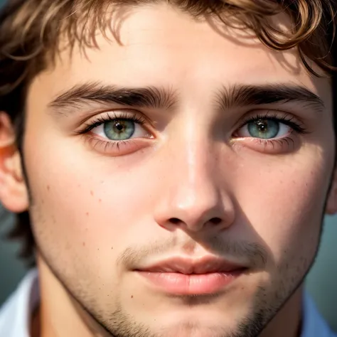 A close-up image of a 25-year-old mans face, captured in stunning detail, sharp focus, best quality. His expressive eyes tell a story of confidence, his skin radiating a healthy glow. The refined textures of his features are accentuated by the intricate pl...